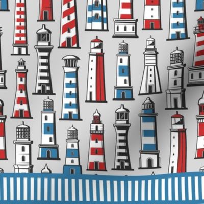 Lighthouse nautical with blue stripes