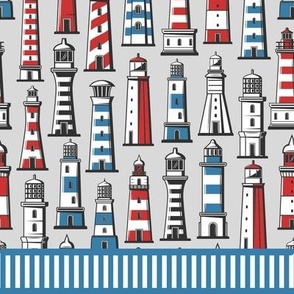 Lighthouse nautical with blue stripes