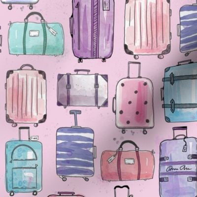 pack you stuff an go | luggages on pink