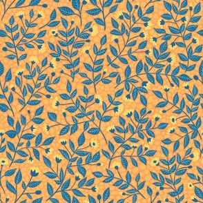 Florals in orange and blue