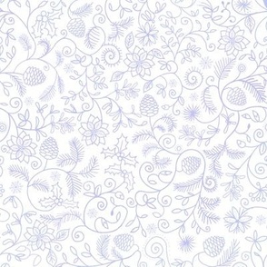 Christmas flower doodles lilac on white 