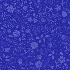 Christmas floral doodles indigo