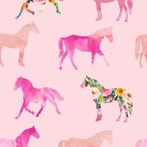 71-1 pink floral + watercolor horses