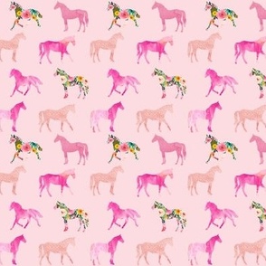 small 71-1 pink floral + watercolor horses