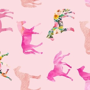 rotated 71-1 pink floral + watercolor horses