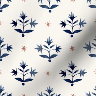 Thistle Stars Navy and Terracotta and Cream