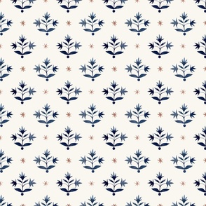 Thistle Stars Navy and Terracotta and Cream