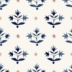 Thistle Stars Navy and Terracotta and Cream