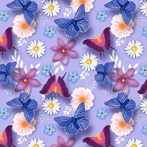 3d Flowers and butterflies  