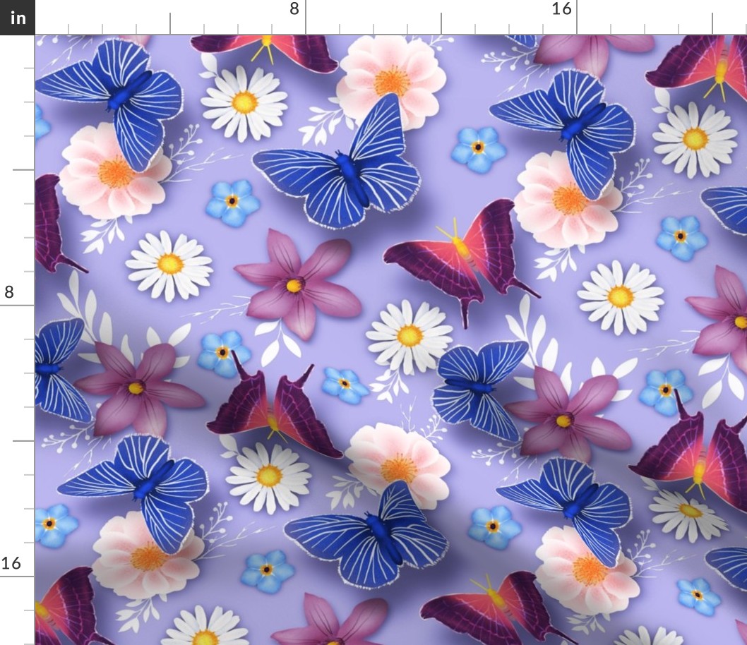 3d Flowers and butterflies  