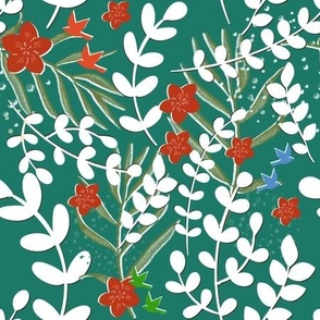 Green paper cut floral