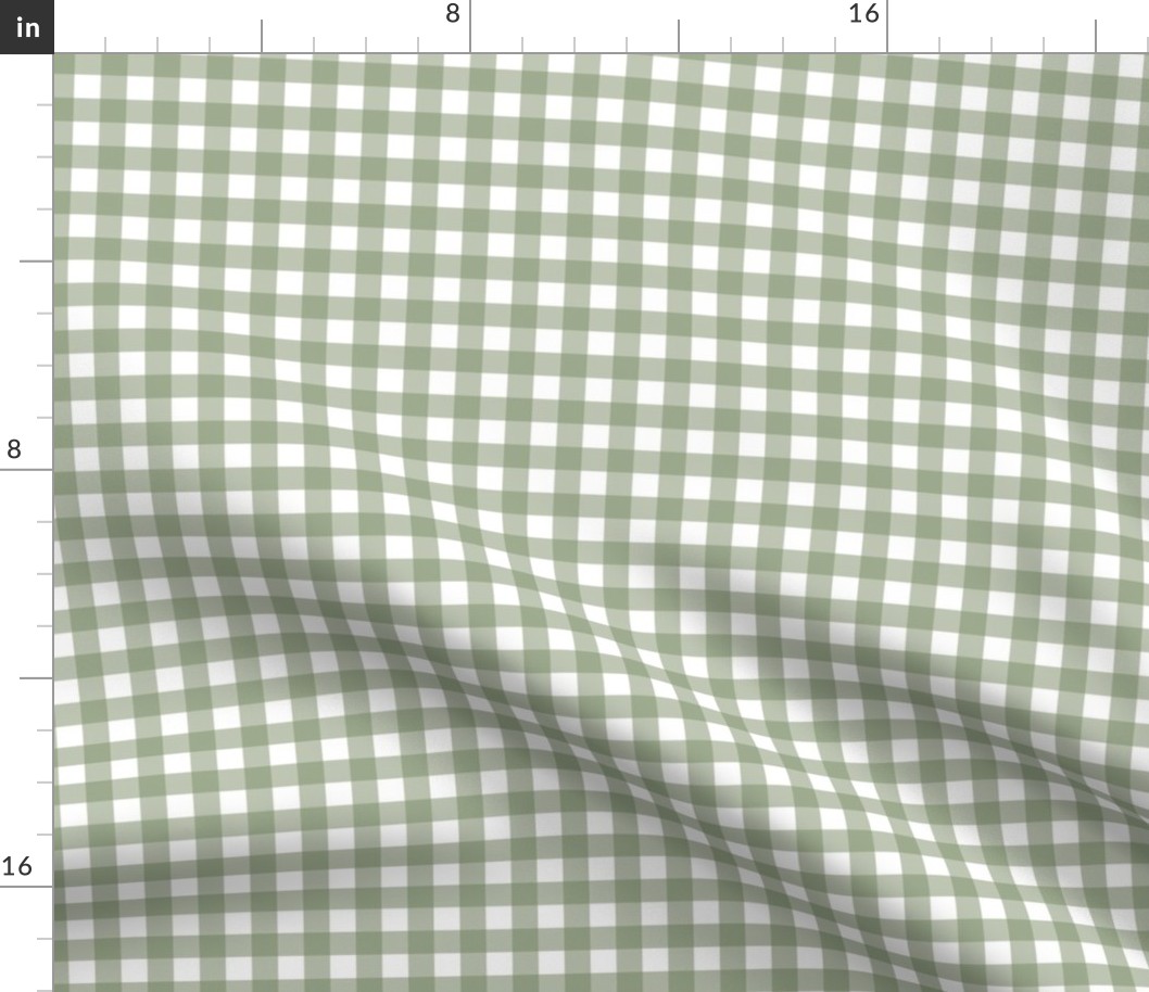 Gingham check - Sage Green and white - Sage Petal Solid Coordinate