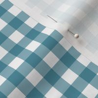 Gingham check - Sea Blue Teal and white