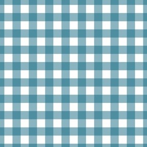 Gingham check - Sea Blue Teal and white