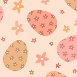 Easter Eggs & Flowers in Boho Colors (Large Scale)