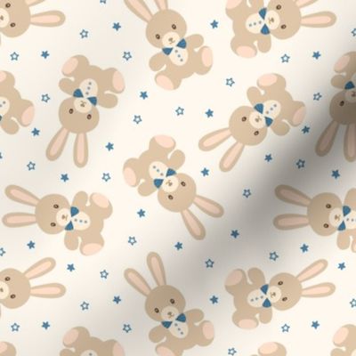 Stuffed Bunnies in Blue (Small Scale)