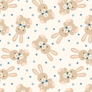 Stuffed Bunnies in Blue (Small Scale)