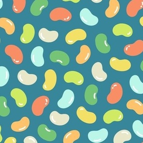 Jelly Bean Candy on Teal (Large Scale)