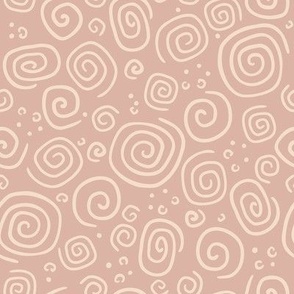 Organic Neutral Abstract Geometric Swirls in Browns (Small Scale)