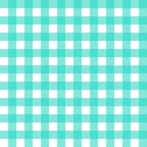 1" Light Teal Gingham - Small (Pastel Easter Collection)