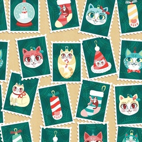 Merry Catsmas Tree Stamps Scatter in Biege