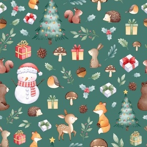 christmas woodland green