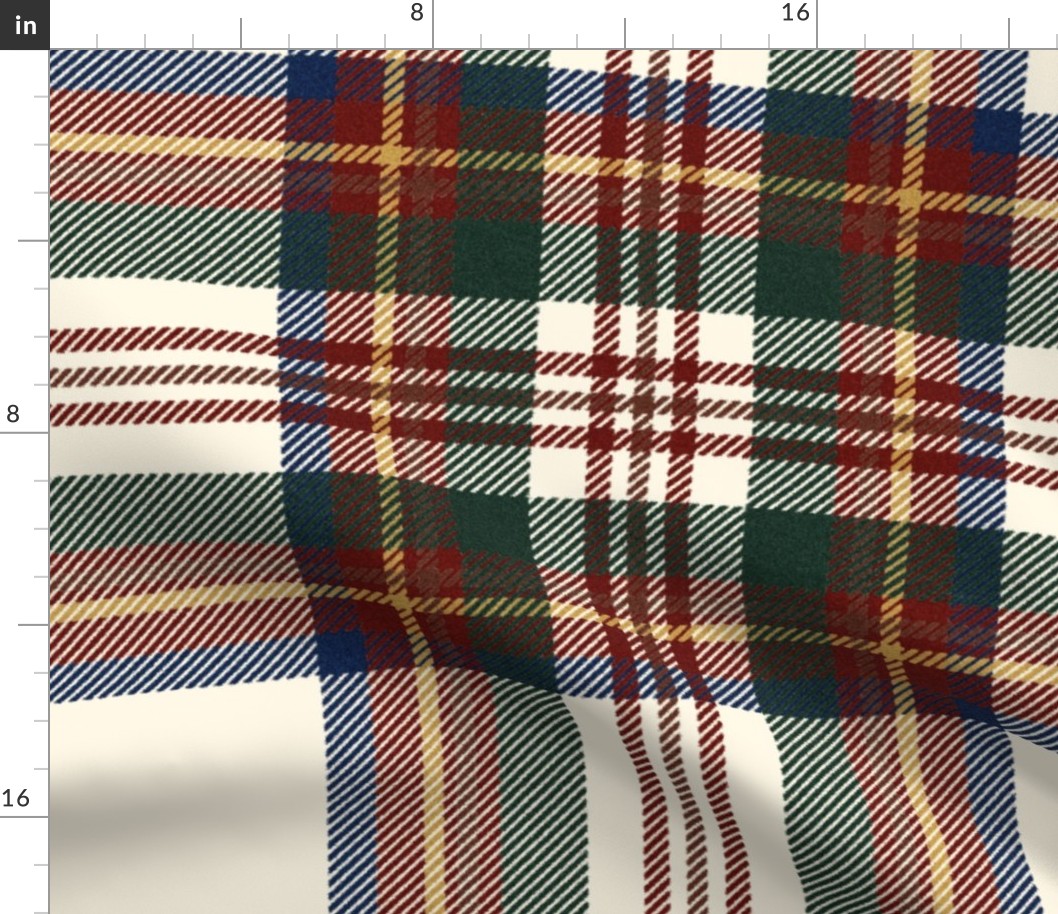 Antique Royal Stewart Tartan  ~ Faux Woven ~  Cosmic Latte with Dover, Ceridwen, Wood Island Road, Gilt, and Moll ~ Jumbo