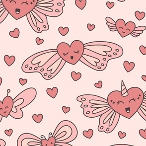 Hearts with Wings in Pink (Large Scale)