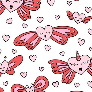 Hearts with Wings in Pink & Red (Large Scale)