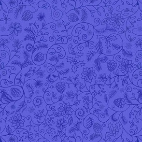 Christmas flower doodles indigo on purple