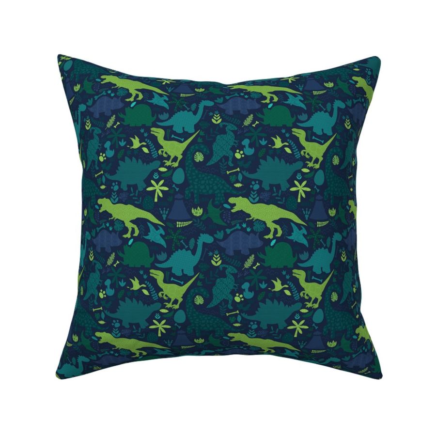 Small Dinosaur Doodle Silhouettes Green