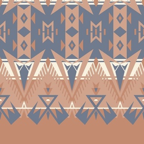 Ossineke Camp Blanket large: Sienna & Slate Rustic Geometric, American Indian, Lodge, Cabin, Southwest