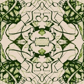 Olive Green linen-look Wiry TextureTerry