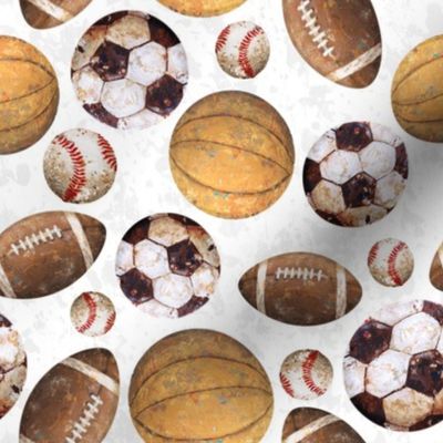 Allstar Sports Balls on White Small Scale - Baseball, Football, Soccer, Basketball