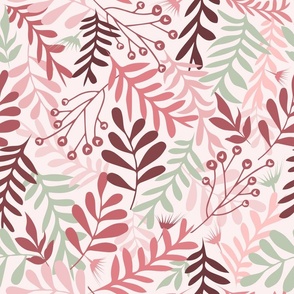 Pastel Pink Tropical Palm Leaves Foliage
