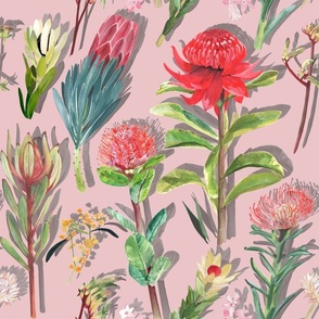 Trompe L’oeil Australian Native Flowers-Pink