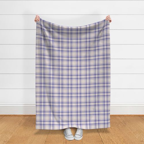 Tartan plaid in cement white with very peri and orchid petal purples