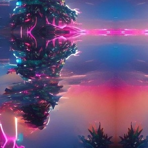 Futuristic tree repeat pattern