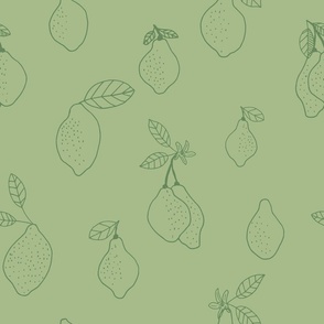 (medium) Lemons - Dark green lemons on green background