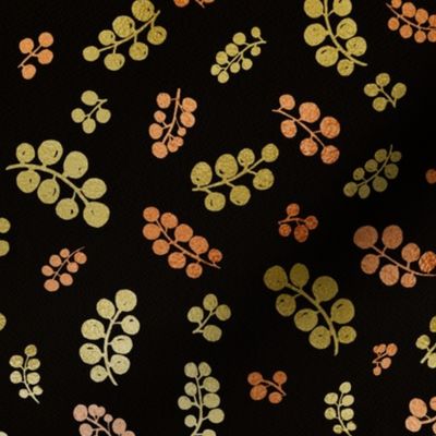 Gold&Copper Berries with Mottled Effect on Black | Small Scale