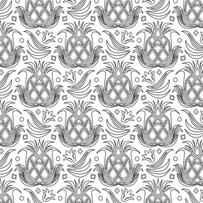 Pineapple Deco // Black on White