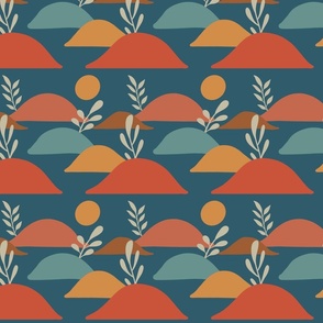 Vintage Hills Mountains - Organic geometric shapes in retro colours 