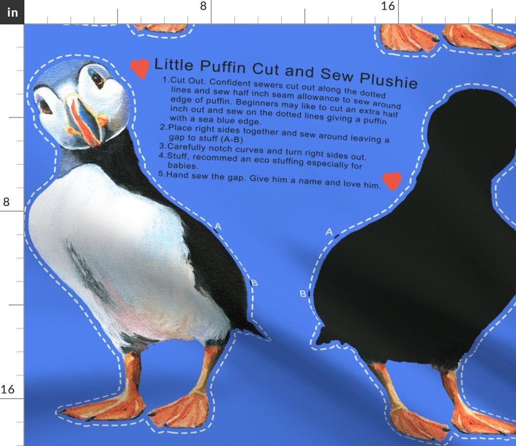 Little Puffin Plushie Cut And Sew 