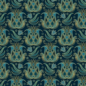 Luxe Pineapple // Art Deco Blue