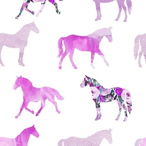 purple floral + watercolor horses