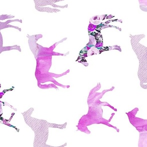 rotated purple floral + watercolor horses