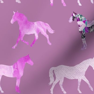 84-3 purple floral + watercolor horses