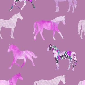 84-3 purple floral + watercolor horses