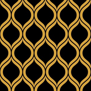 Mid-century Modern Ogee simple ovals yellow gold black