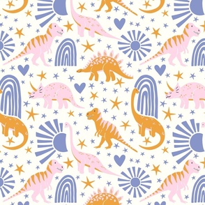 dinosaur fun/periwinkle and pink